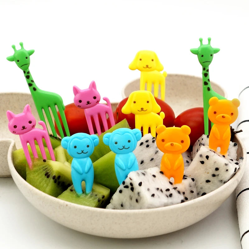 10pcs/set Kids Cute Fork Cutlery Baby Food Feeding Tableware Toddler Dinnerware Portable Utensil  Infant Tableware Children Food