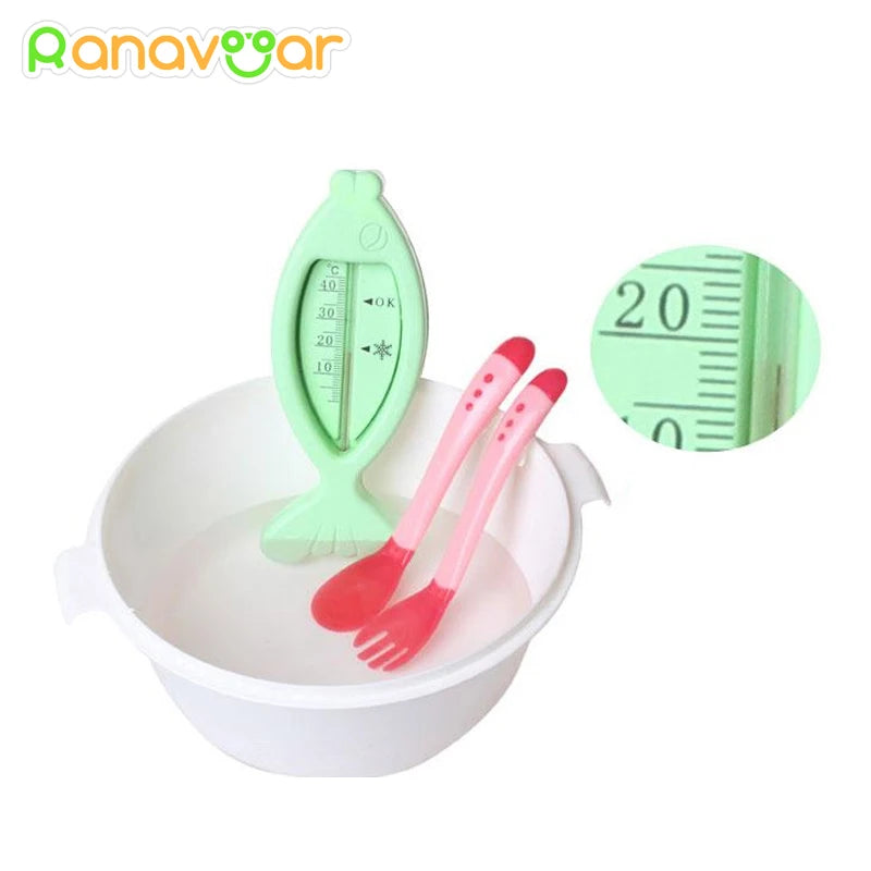 2pcs/set Silicone Soft Spoon Fork Set Handy Heat Sensing Thermal Spoon Baby Kids Weaning Silicone Head Tableware