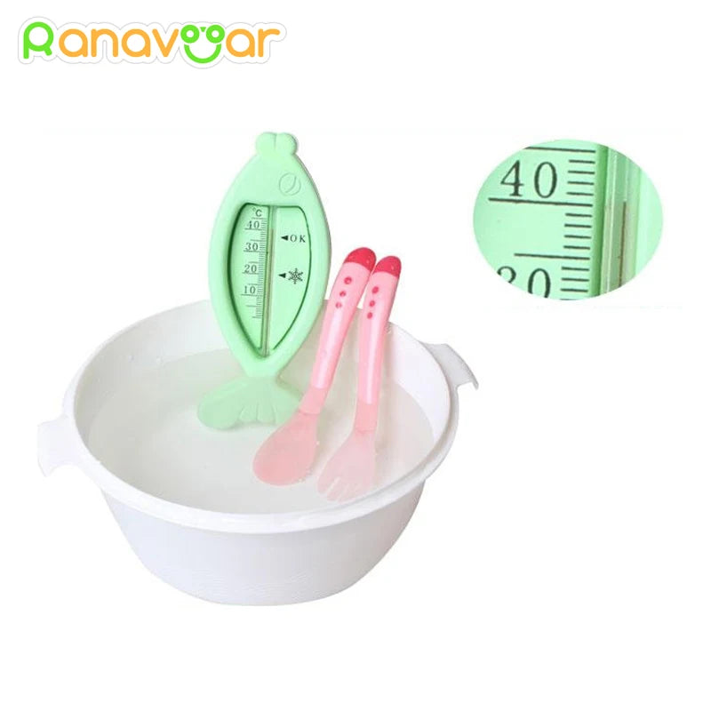 2pcs/set Silicone Soft Spoon Fork Set Handy Heat Sensing Thermal Spoon Baby Kids Weaning Silicone Head Tableware